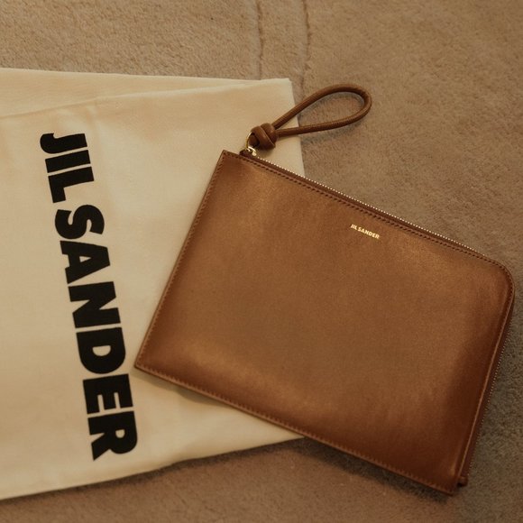 JIL SANDER Brown Large Giro Pouch